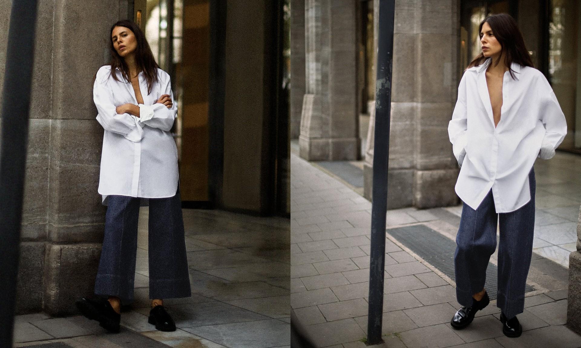 Oversize Shirt With Striped Cuffs, AED 169 | Zara