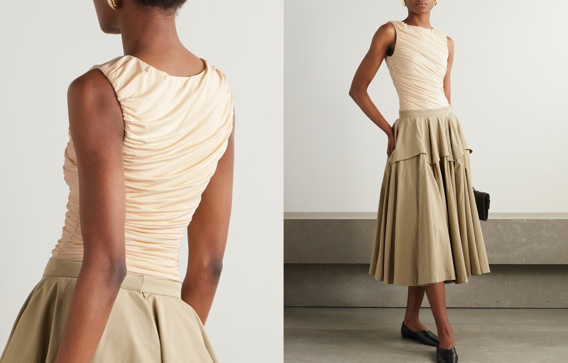 Ora Ruched Stretch-Bamboo Jersey Bodysuit from Abadia