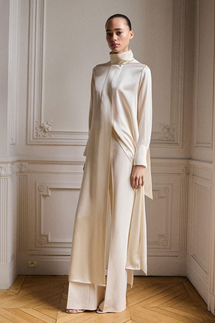 Cape-Style Silk Dress With Bow Neck from Mango