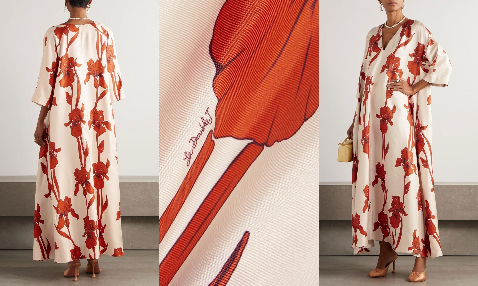 Muumuu Floral-Print Silk-Twill Maxi Dress from La DoubleJ