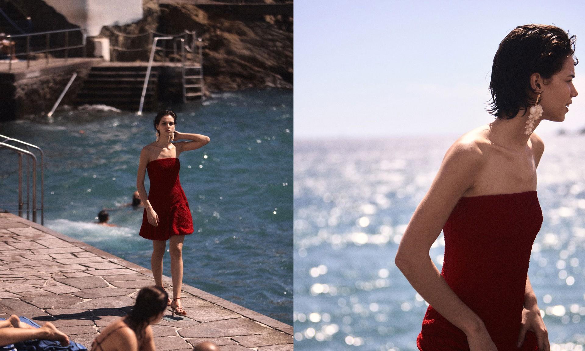 Bubble-Hem Bandeau Dress