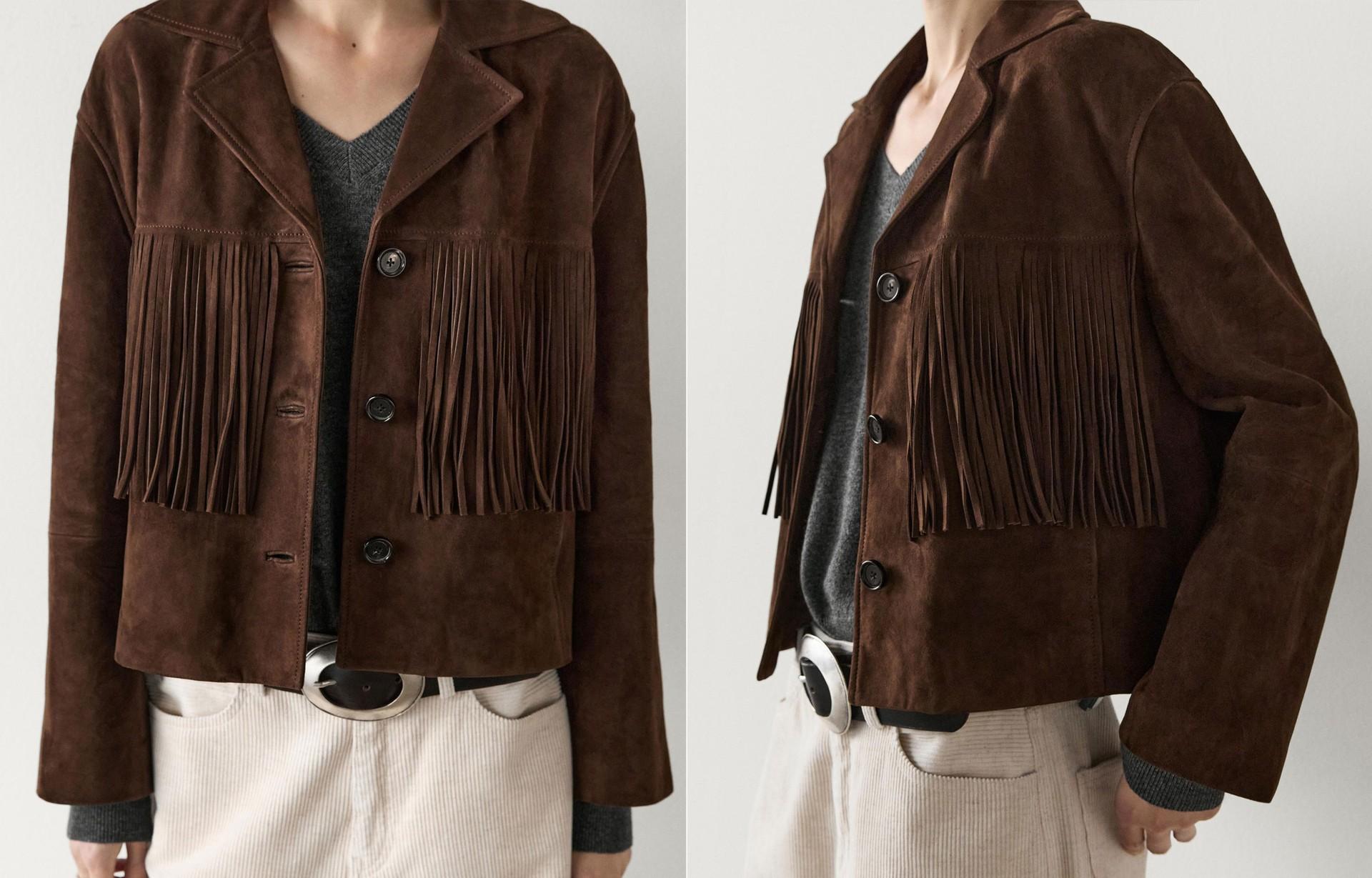 Suede Jacket With Leather Fringing