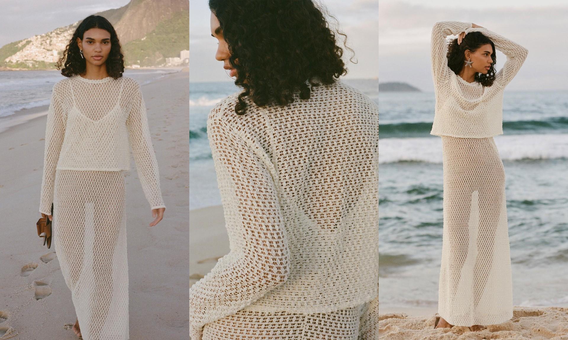 Long Sleeve Crochet Top from Zara