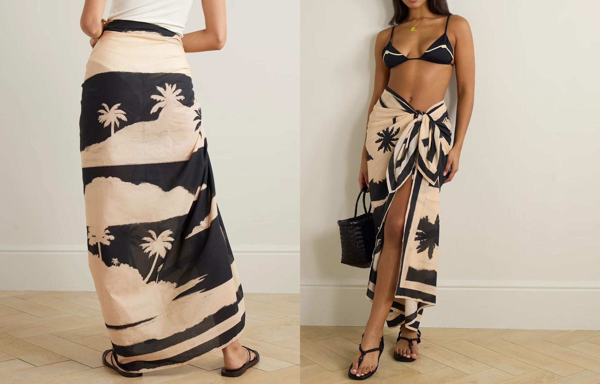 Sailing Landscape Printed Cotton-Voile Pareo from Johanna Ortiz