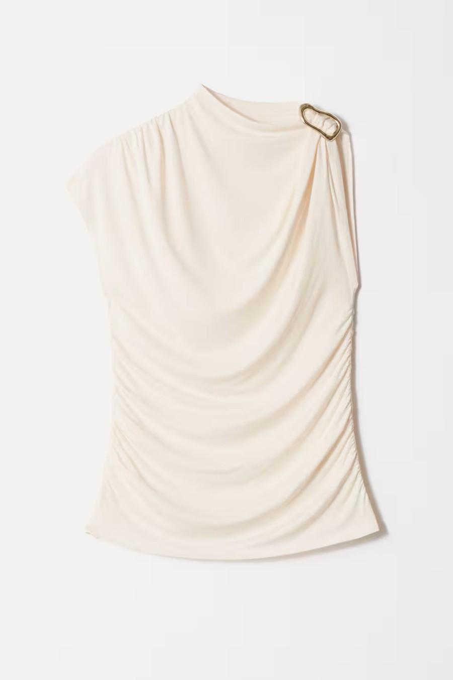 Ruche Gold-Buckle Top