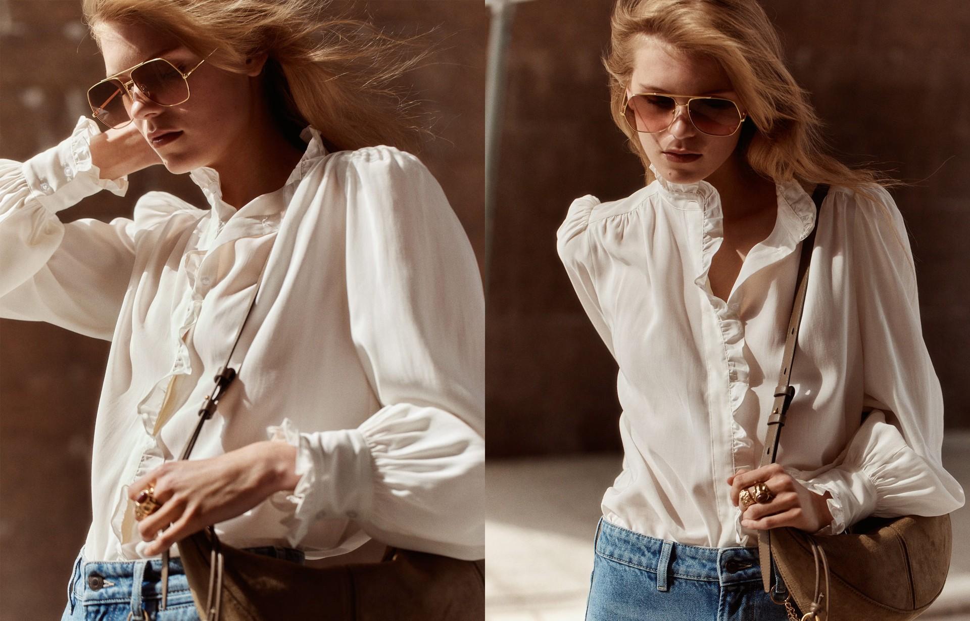 Oversized Frill-Trimmed Blouse