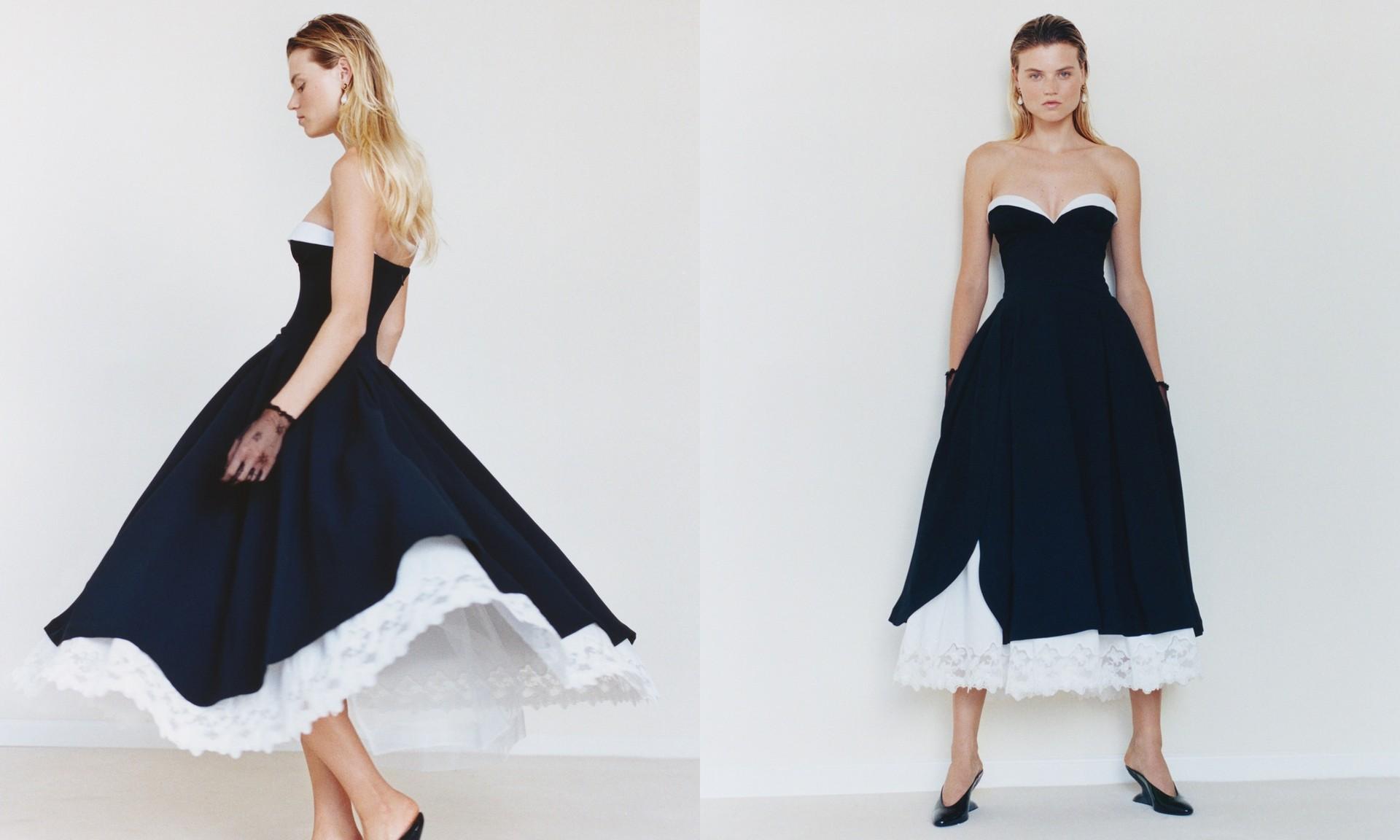 The Finale Midi Dress With Lace & Poplin, AED 3,170 | Helsa