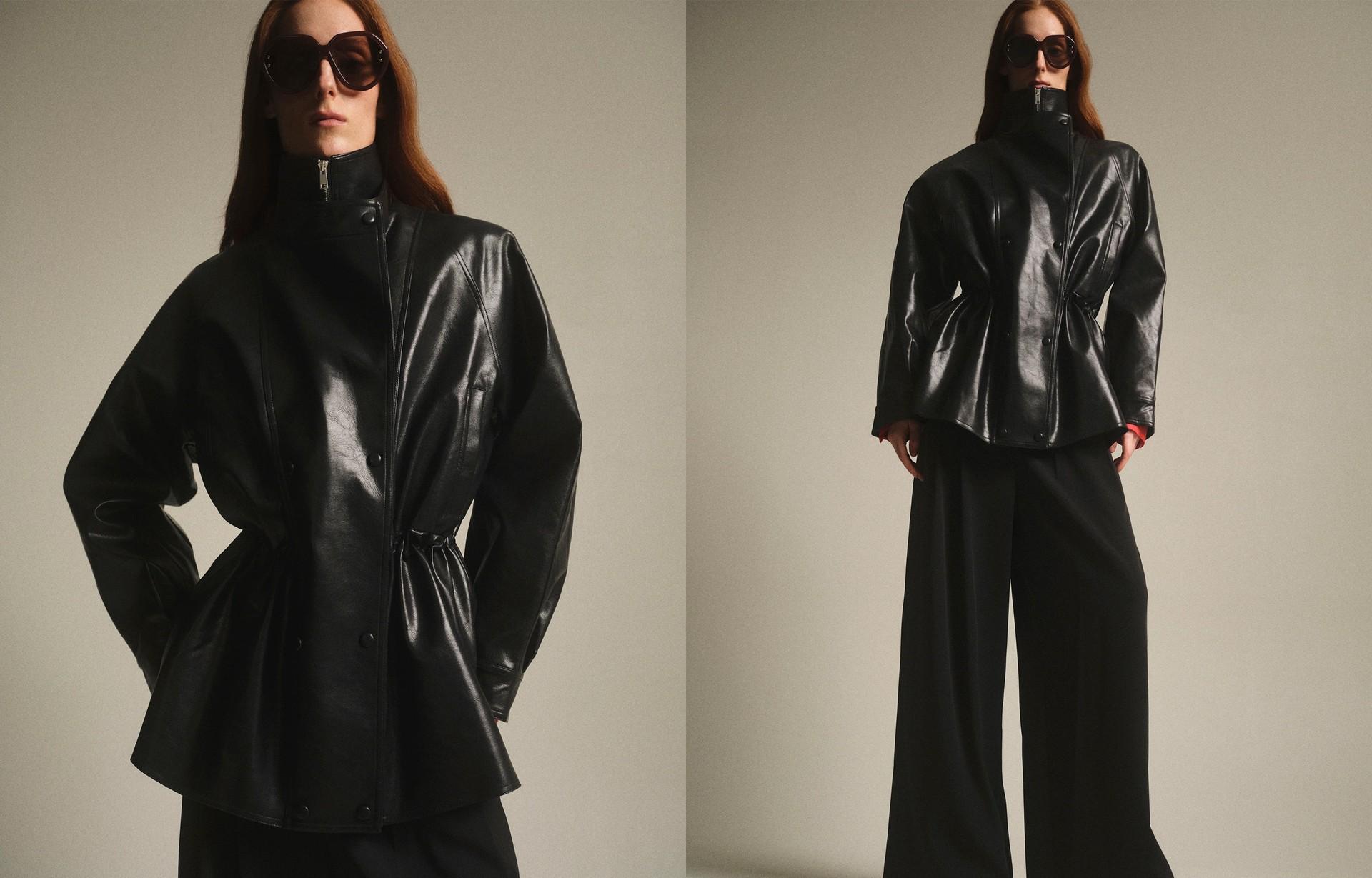 High Collar Faux-Leather Jacket from Source Unknown