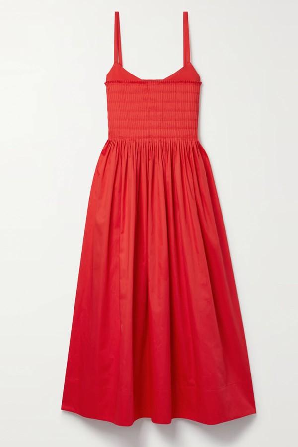 Pintucked Cotton-Poplin & Stretch-Jersey Midi Dress from La Ligne