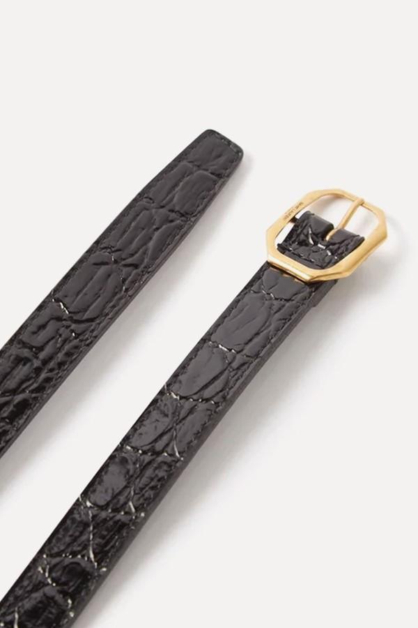 Crocodile-Effect Leather Belt from Saint Laurent
