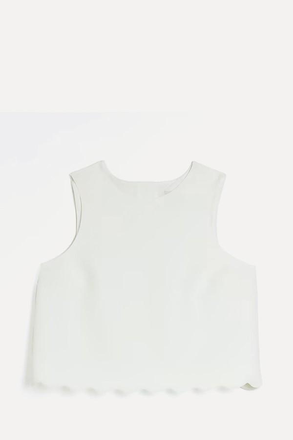 White Scallop Hem Sleeveless Top from River Island