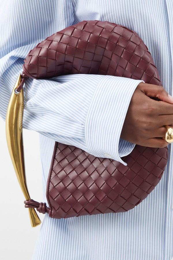 Sardine Metal-Handle Intrecciato-Leather Bag from Bottega Veneta