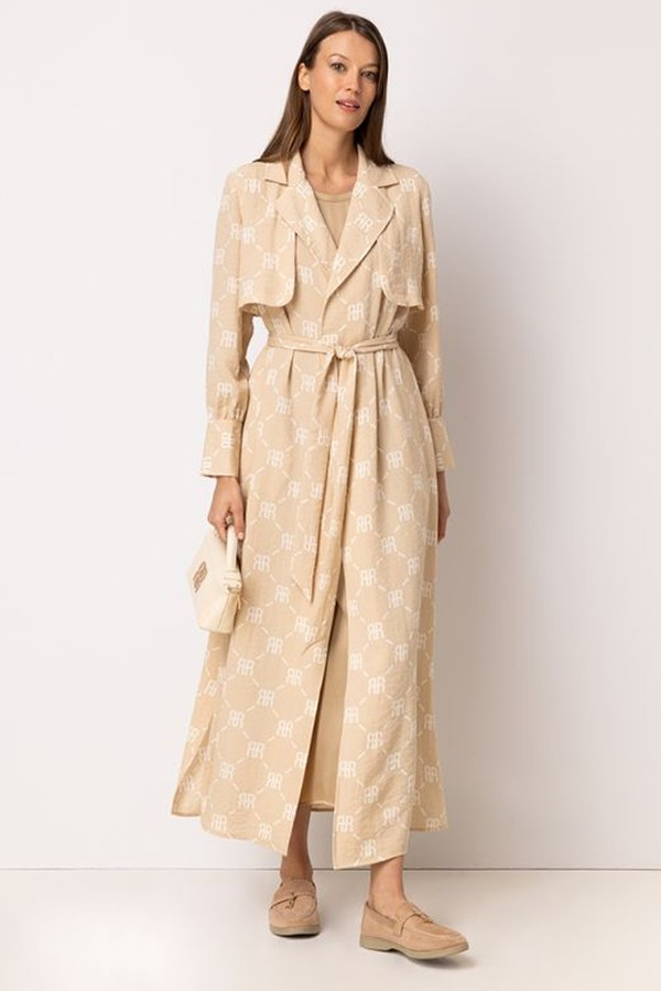 Monogram Print Belted Maxi Abaya