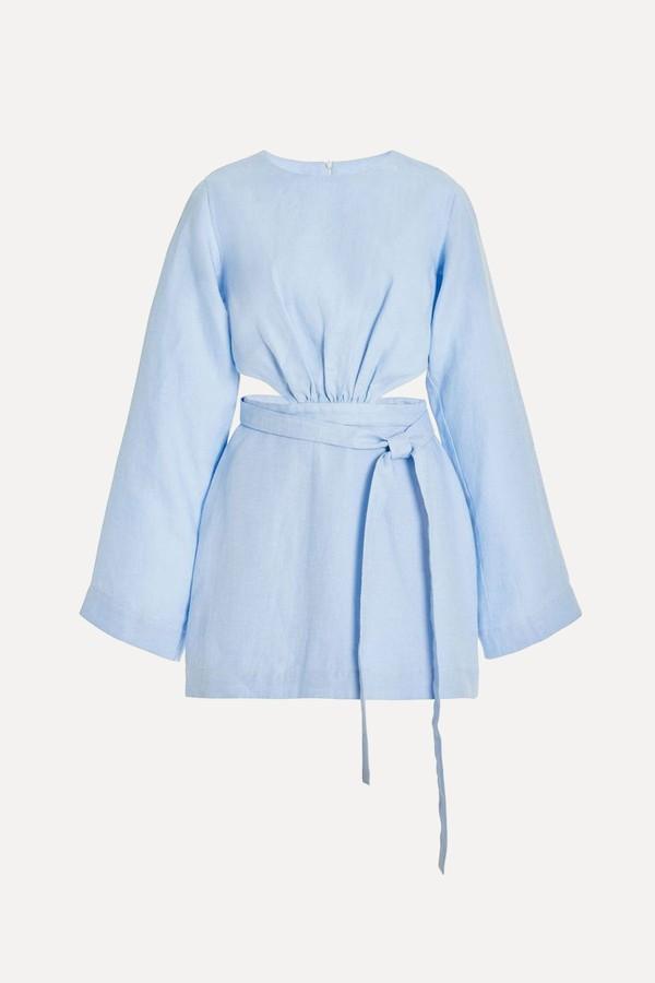 Komodo Cutout Organic Linen Mini Dress from Bondi Born