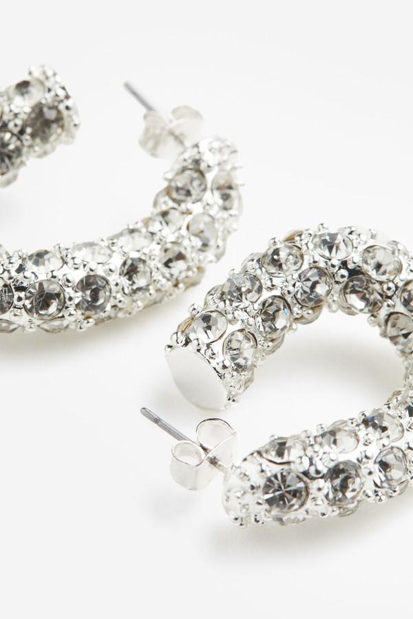 Rhinestone-Decorated Hoop Earrings