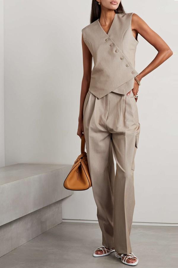 Maesa Pleated Woven Wide-Leg Cargo Pants from The Frankie Shop