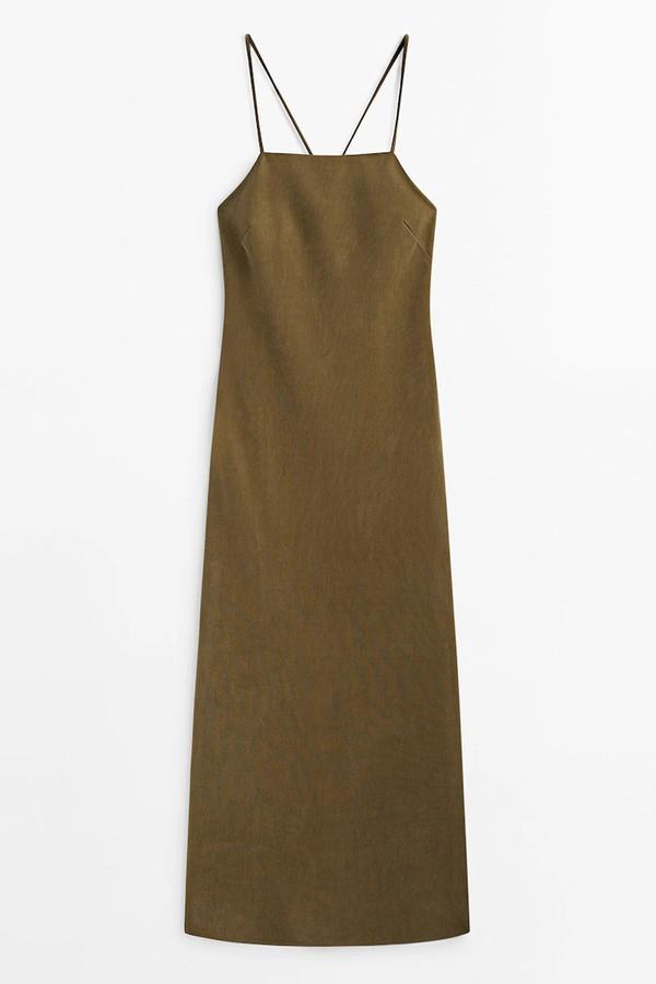 Cupro Stappy Midi Dress from Massimo Dutti