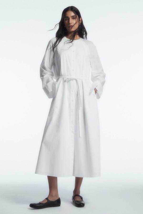 Collarless Maxi Shirt Dress