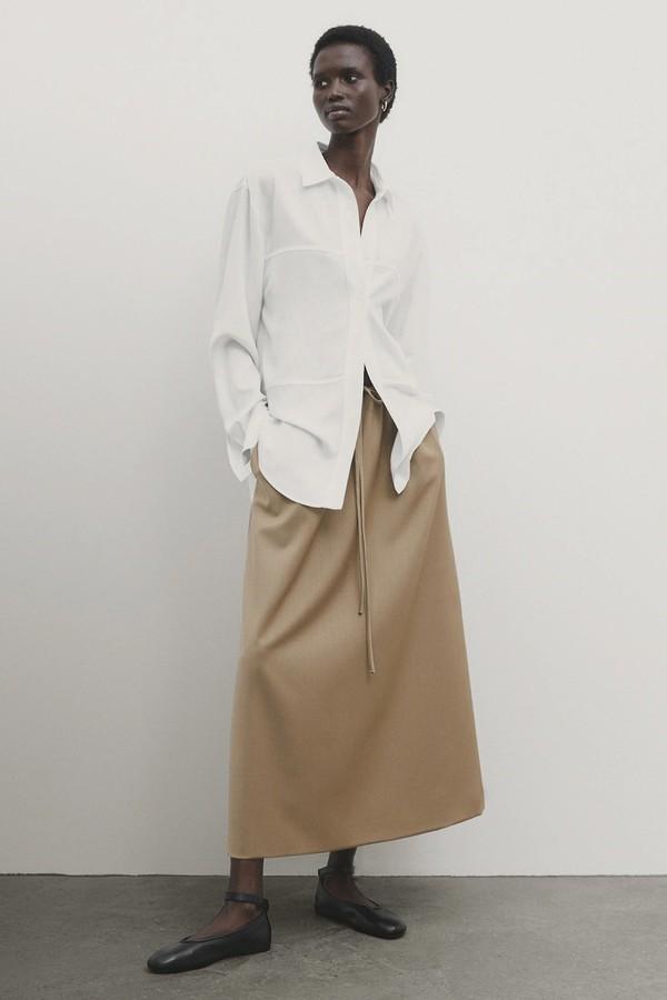 Drawstring Midi Skirt