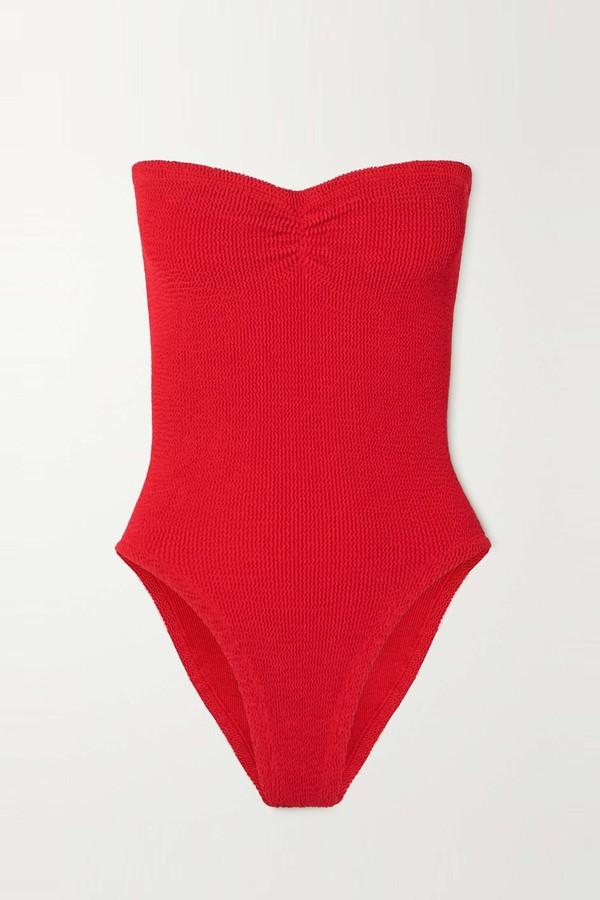 Brooke Seersucker Bandeau Swimsuit from Hunza G X NET Sustain