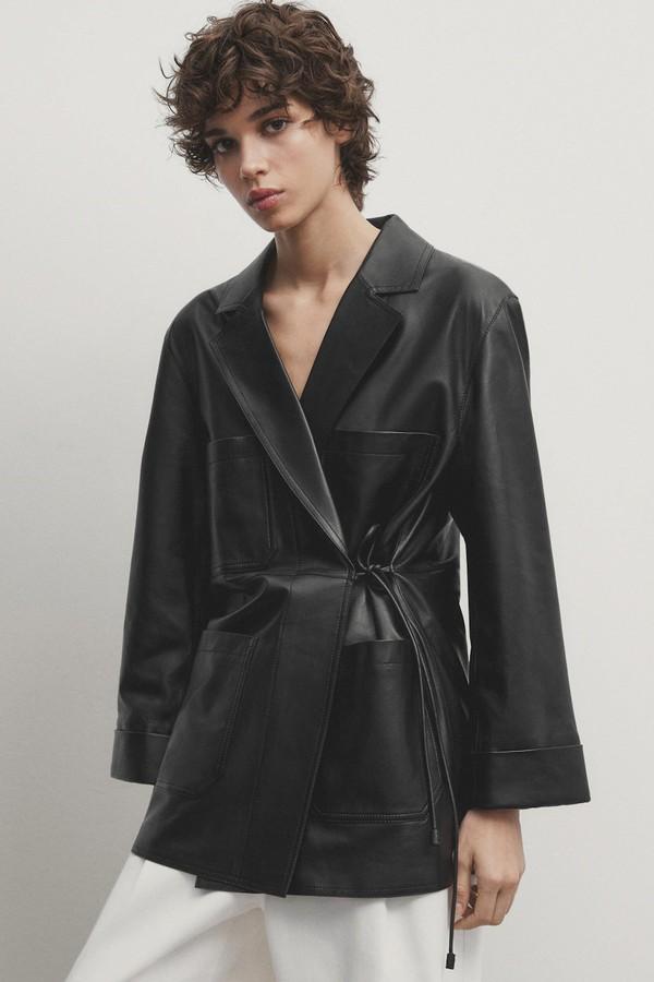 Nappa Leather Blazer With Knot