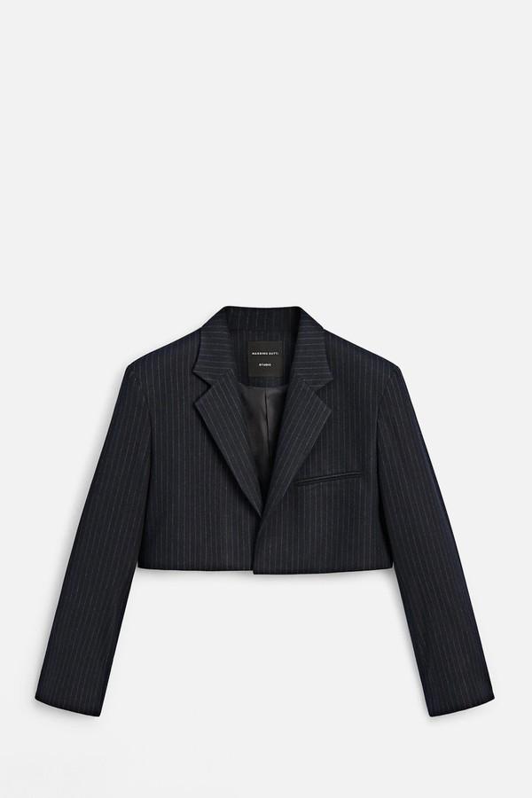 Pinstriped Cropped Blazer