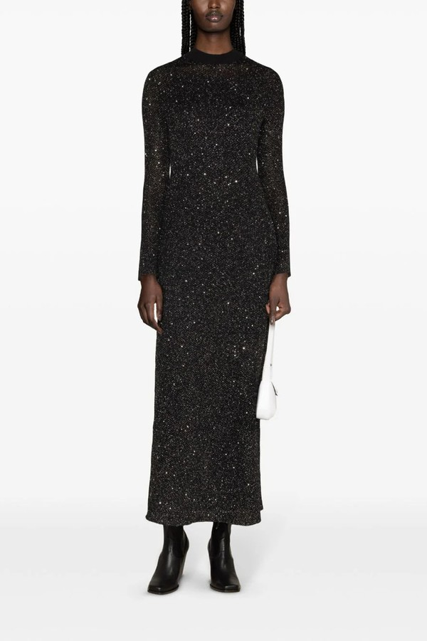 Sequin-Embellished Open-Back Dress  from Maje
