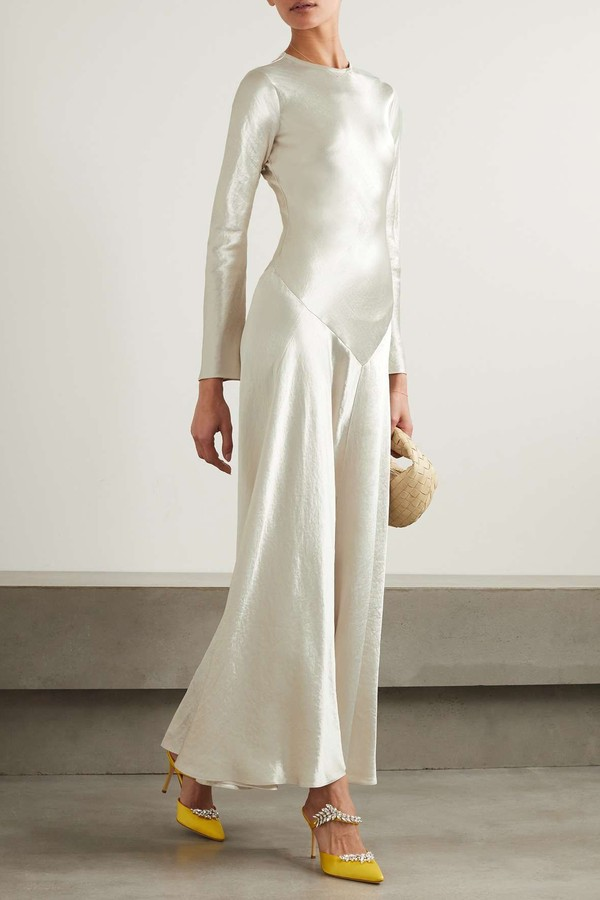 Yara Paneled Hammered-Satin Gown from Abadia
