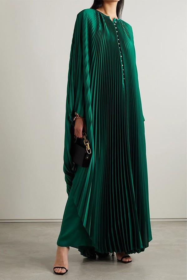 Crystal-Embellished Satin Maxi Dress 