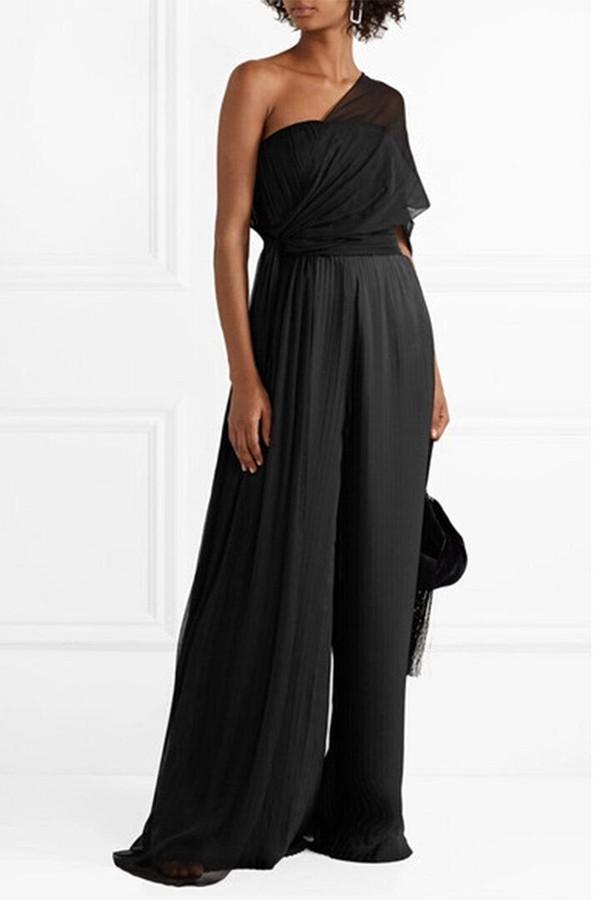 One-Shoulder Draped Silk Crepe Top
