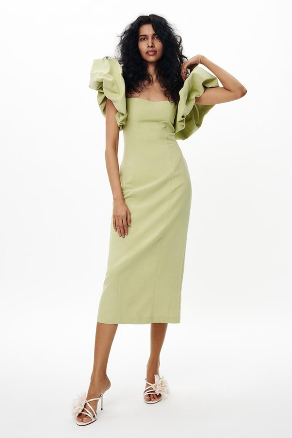 Rustic Dress With Puff Armholes from Zara