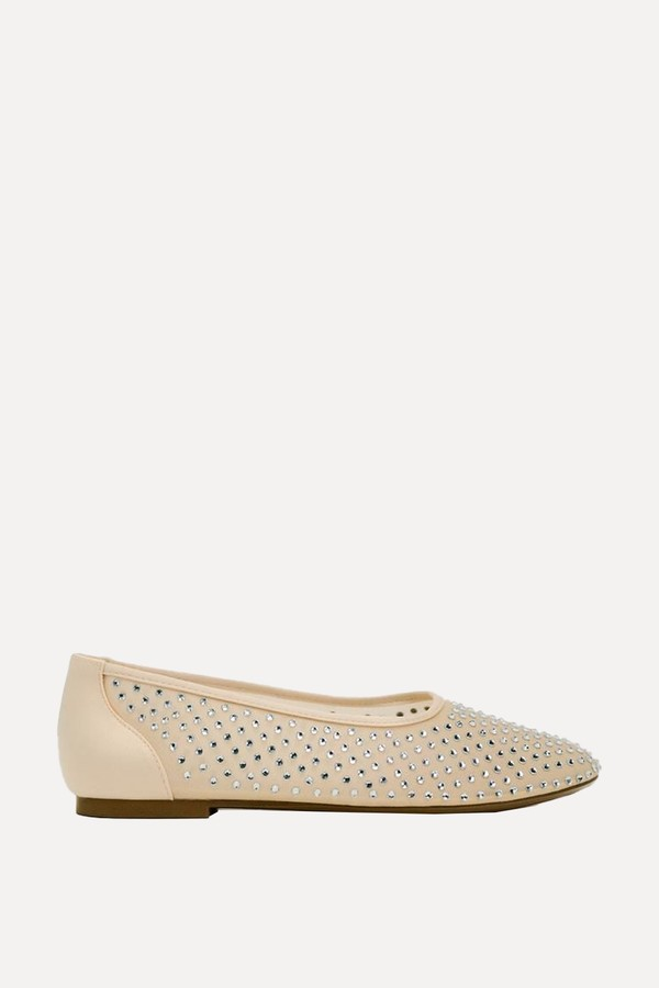 Mesh Ballet Flats With Rhinestones from Zara