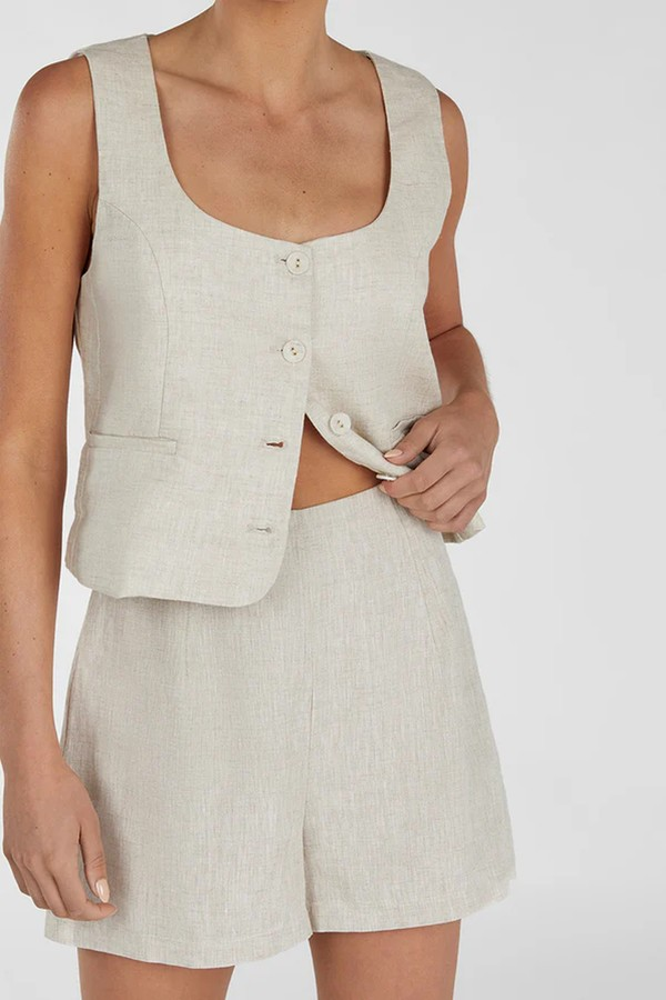 Oscar Natural Scoop Neck Linen Vest from Dissh