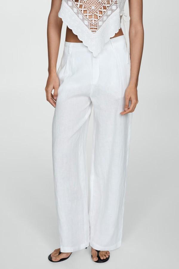 100% Linen Trousers With Darts