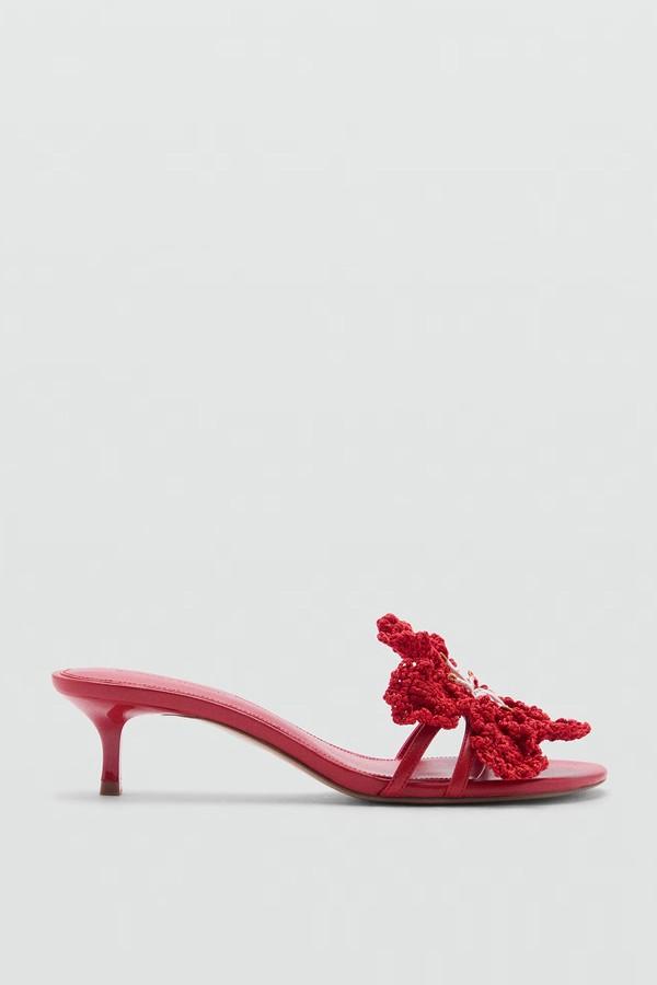 Leather Sandal With Flower Heel from Siedrés X Mango