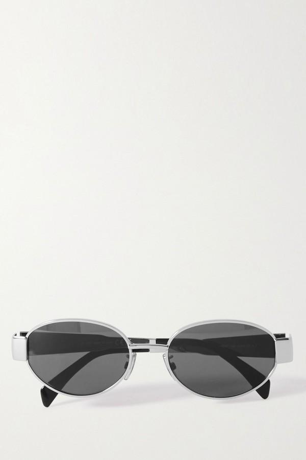 Oval-Frame Silver-Tone & Acetate Sunglasses from Celine Eyewear