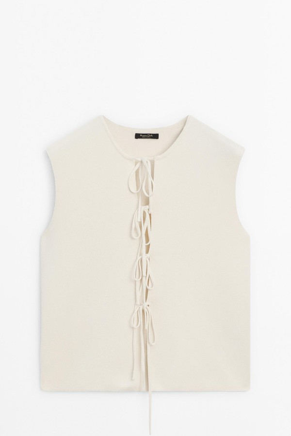 Plain Waistcoat With Ties from Mssimo Dutti