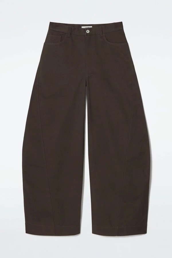 Deconstructed Cotton Barrel-Leg Trousers