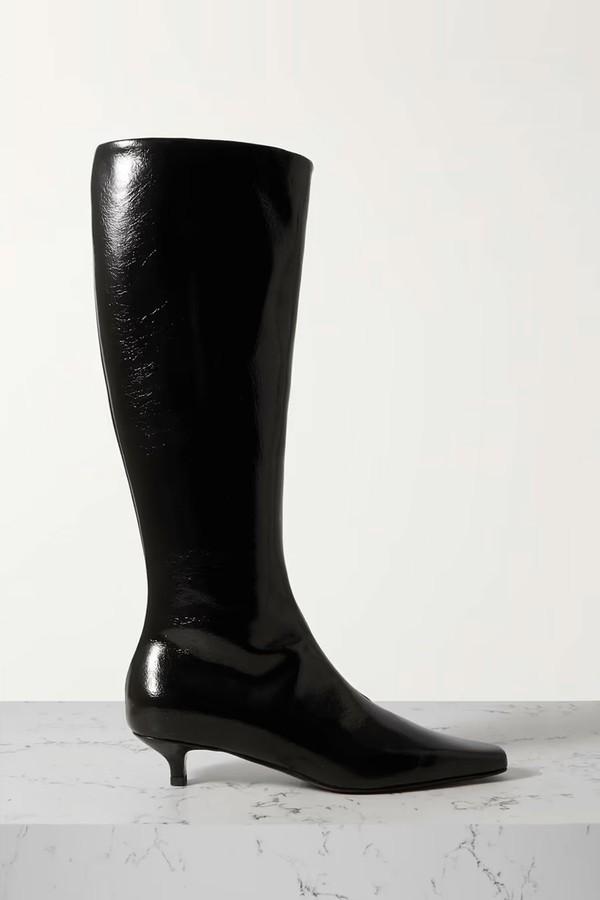 The Slim Crinkled Patent-Leather Knee Boots from Toteme X NET Sustain