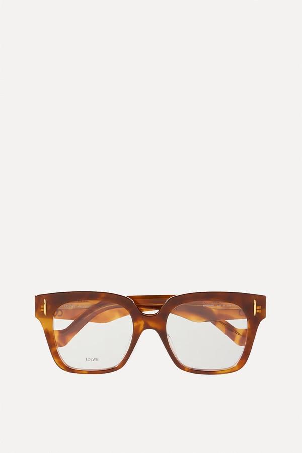Square-Frame Tortoiseshell Acetate Optical Glasses from Loewe