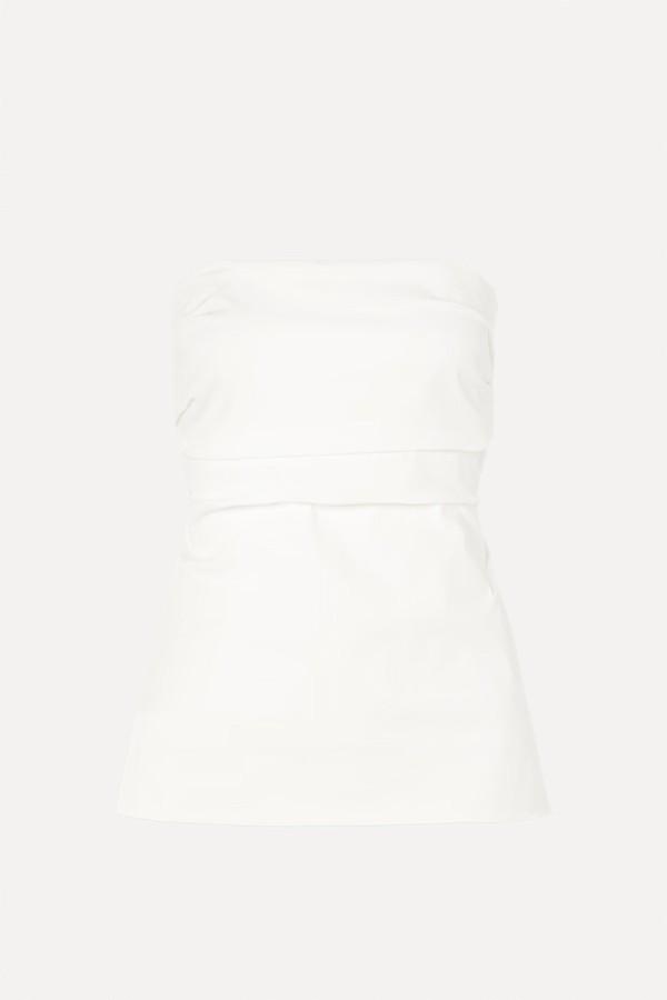 Strapless Tie-Back Ruched Cotton-Blend Top from St.Agni