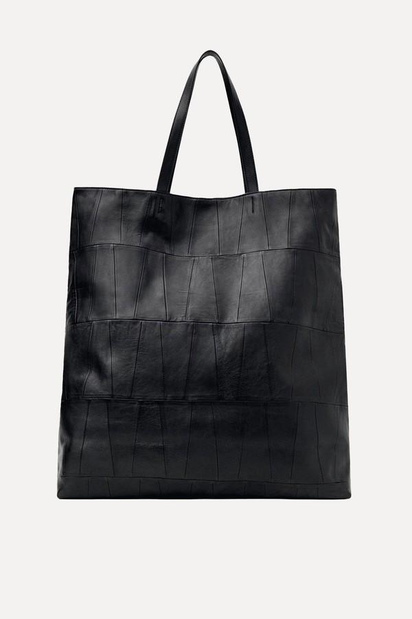 Patchwork Leather Shopper Bag from Mango