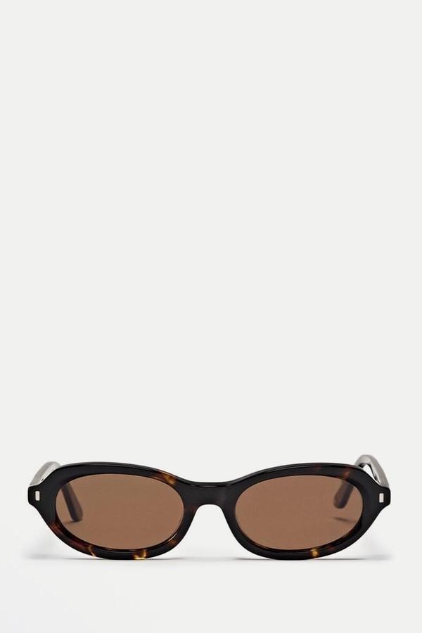 Tortoiseshell-Effect Mini Oval Sunglasses