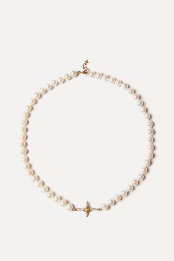 Selene Yellow Citrine Pearl Necklace from Ofa