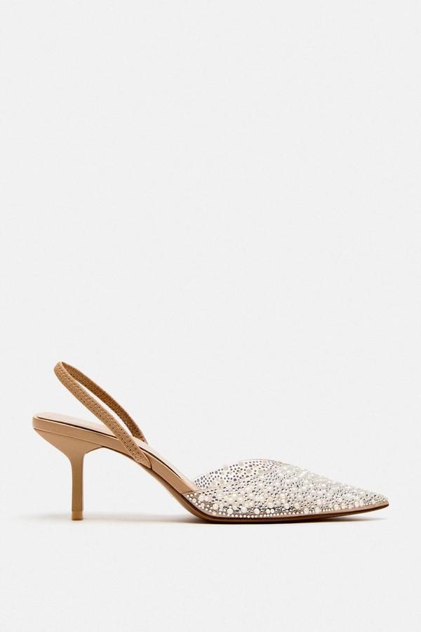 High-Heel Singback Shoes With Faux Pearls from Zara