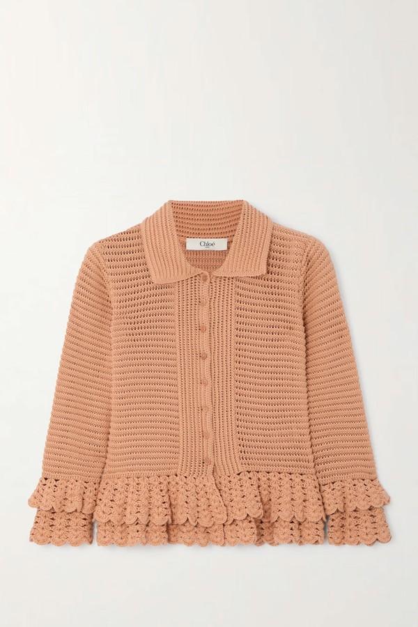 Ruffled Crocheted Cotton Cardigan from Chloé