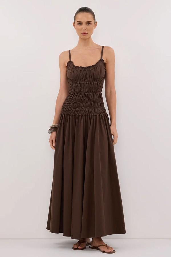 Toby Bitter Choc Cotton Midi Dress from Dissh