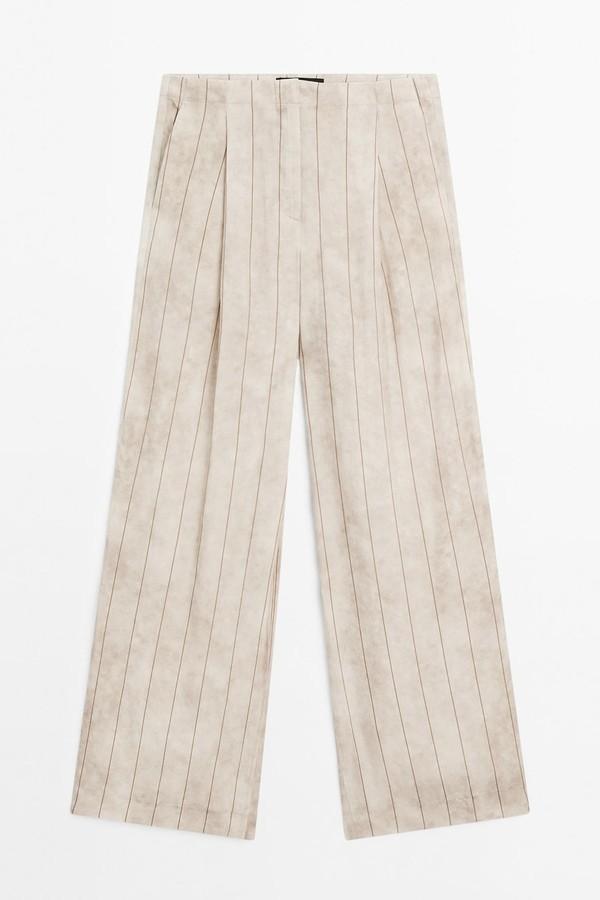 Straight-Leg Striped Flowing Trousers