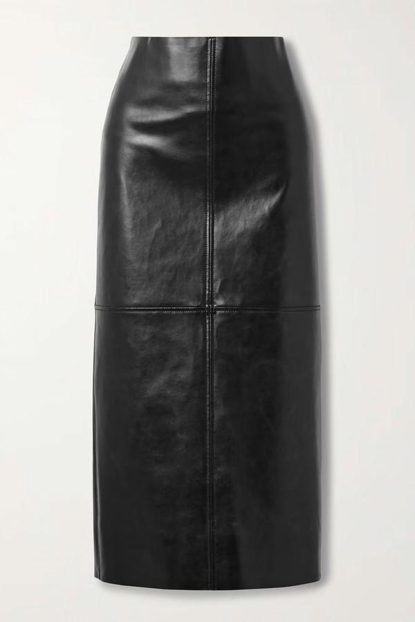 Paneled Faux Leather Midi Skirt from Another Tomorrow