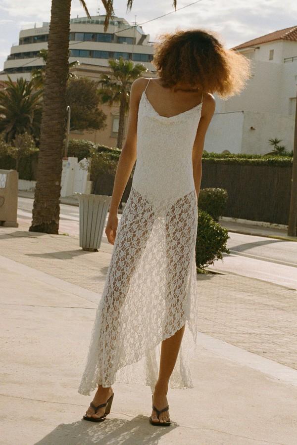 Lace Dress With Draped Neck from Mango